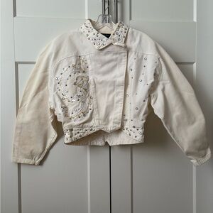 OG Disco Cowgirl Embellished White Cropped Jacket